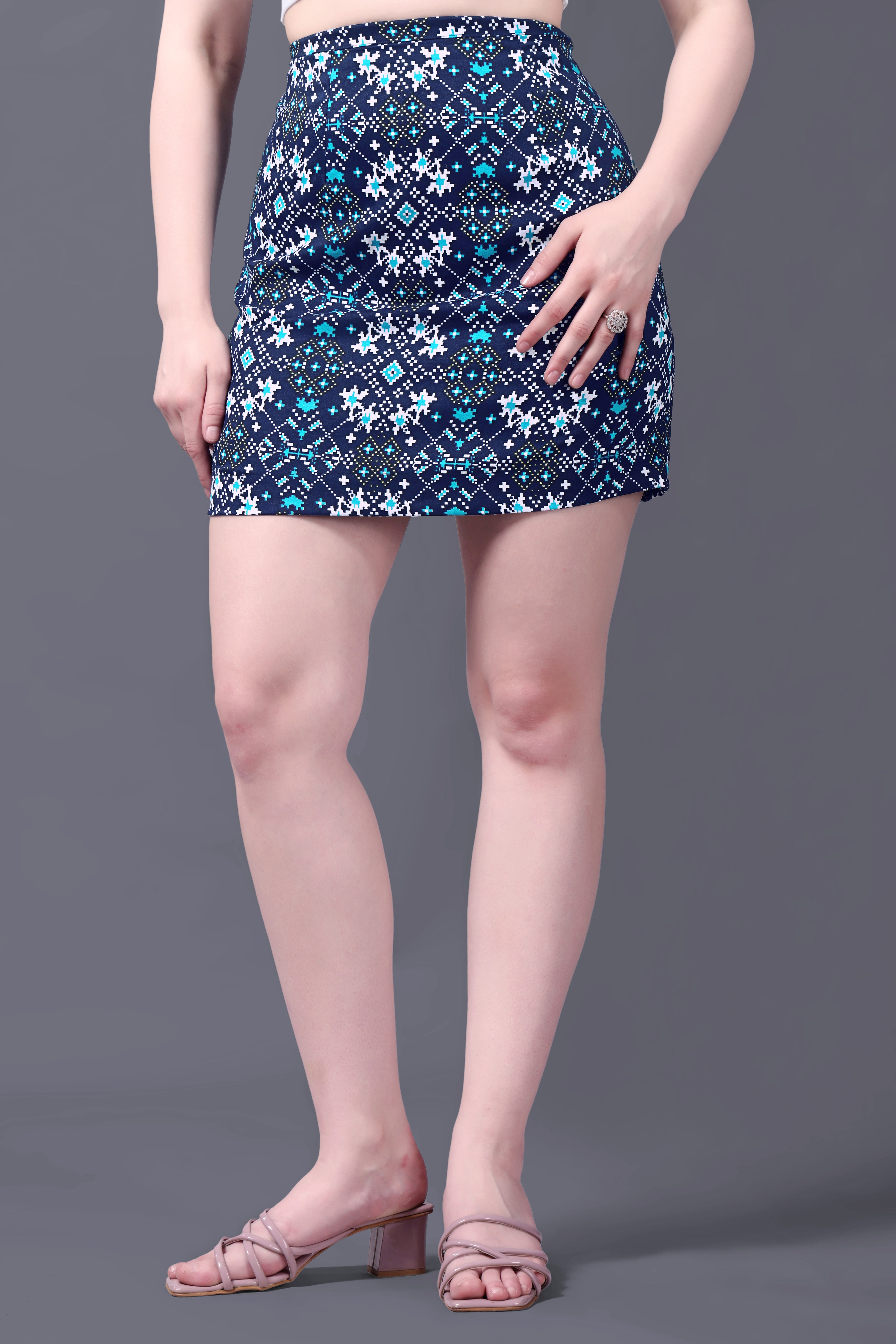 Blue Printed Skirt