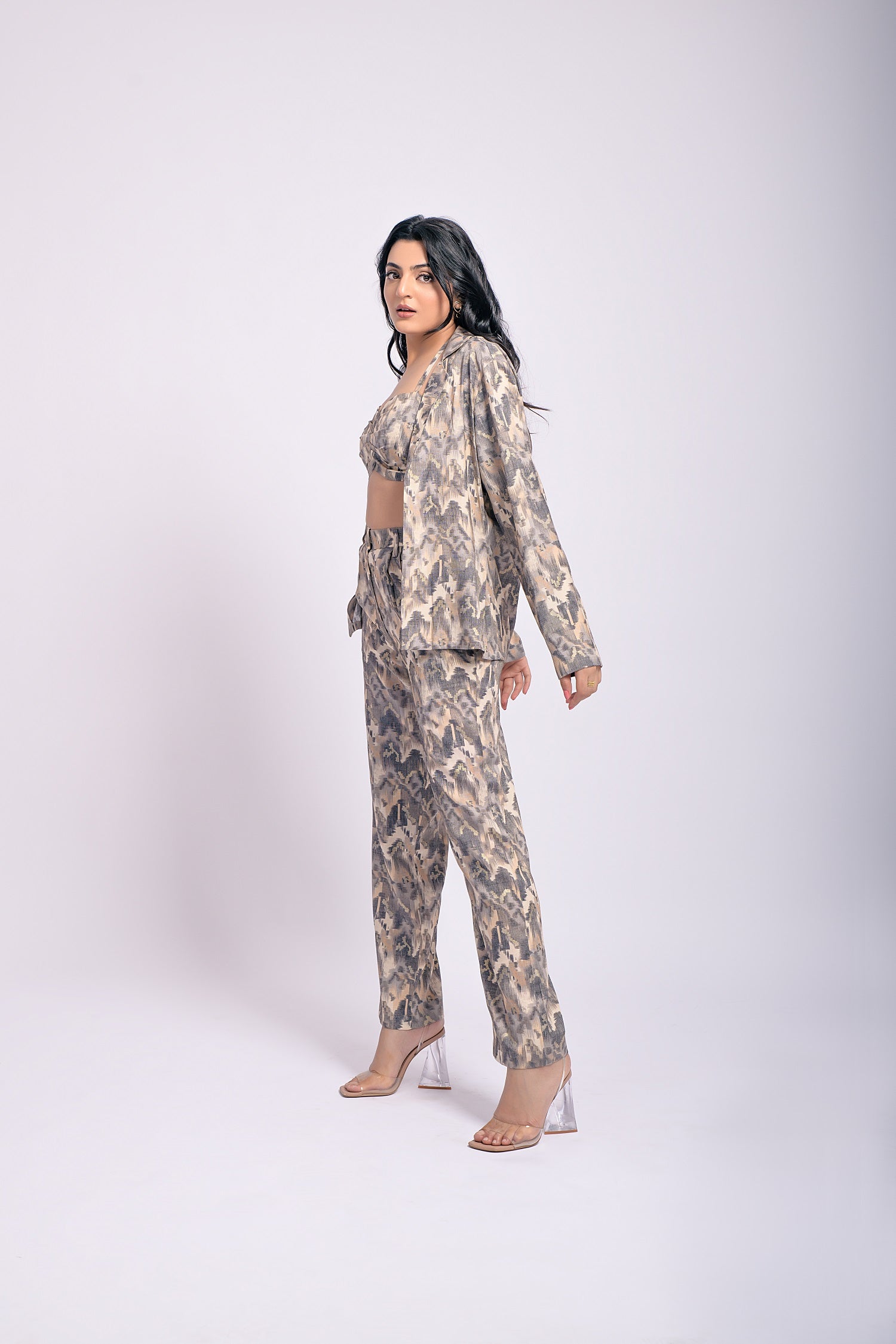 Gray Printed 3 Piece Cord