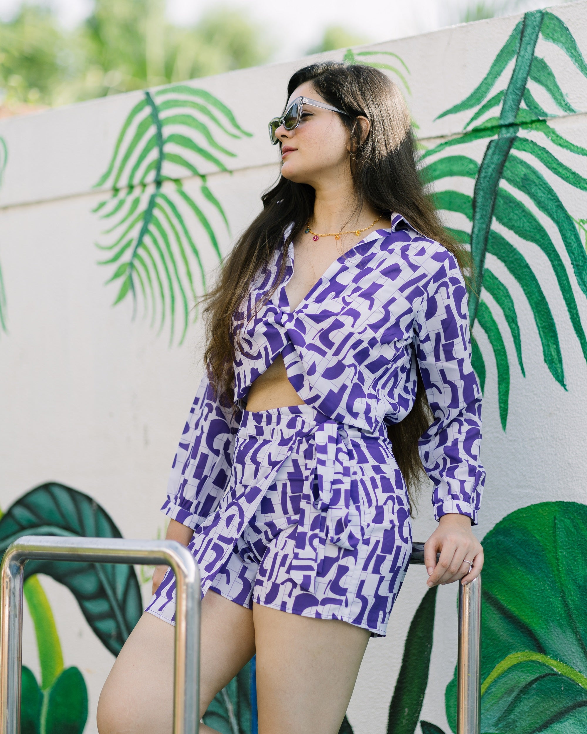 Purple Printed Co Ord Set (Combo)