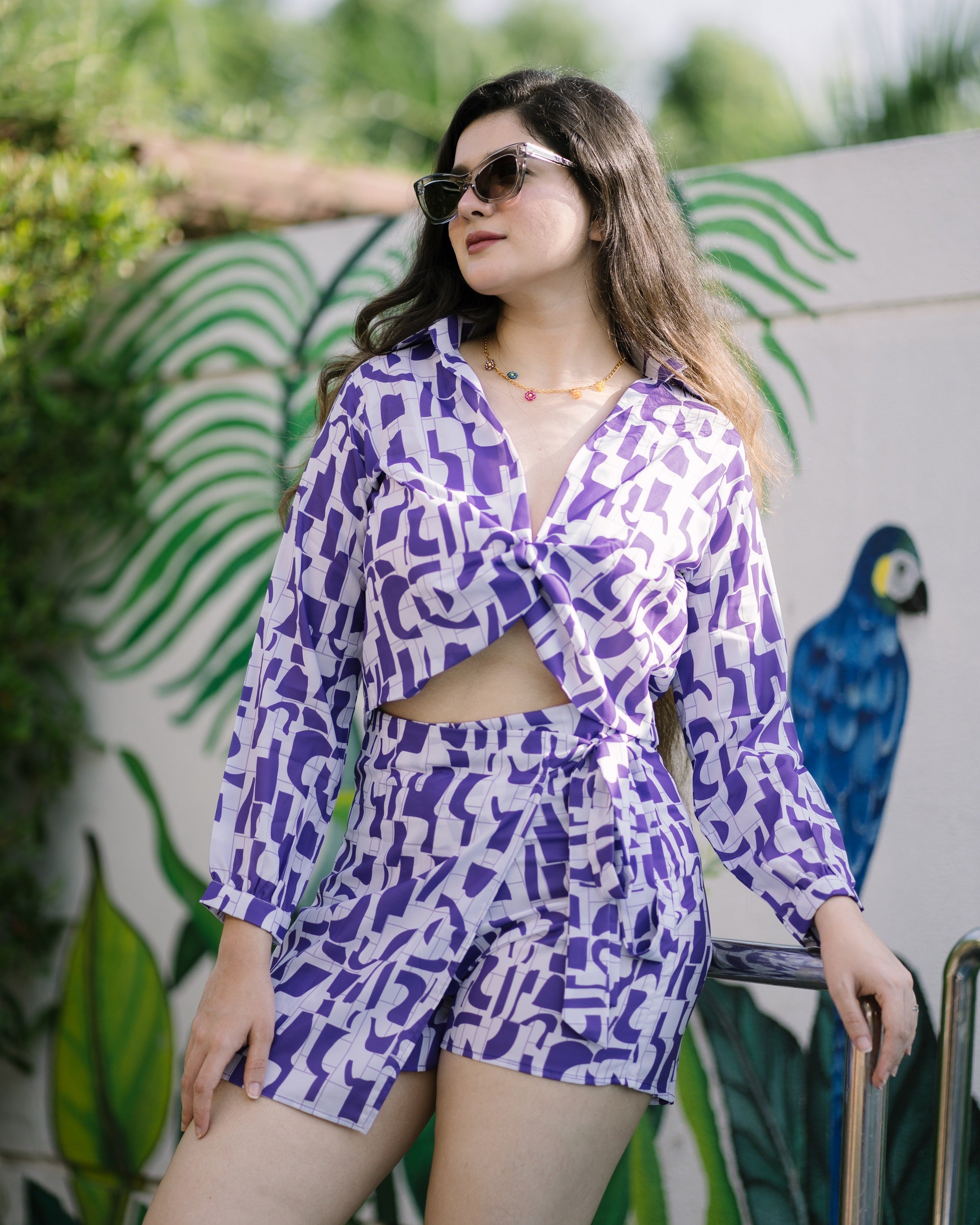 Purple Printed Co Ord Set (Combo)