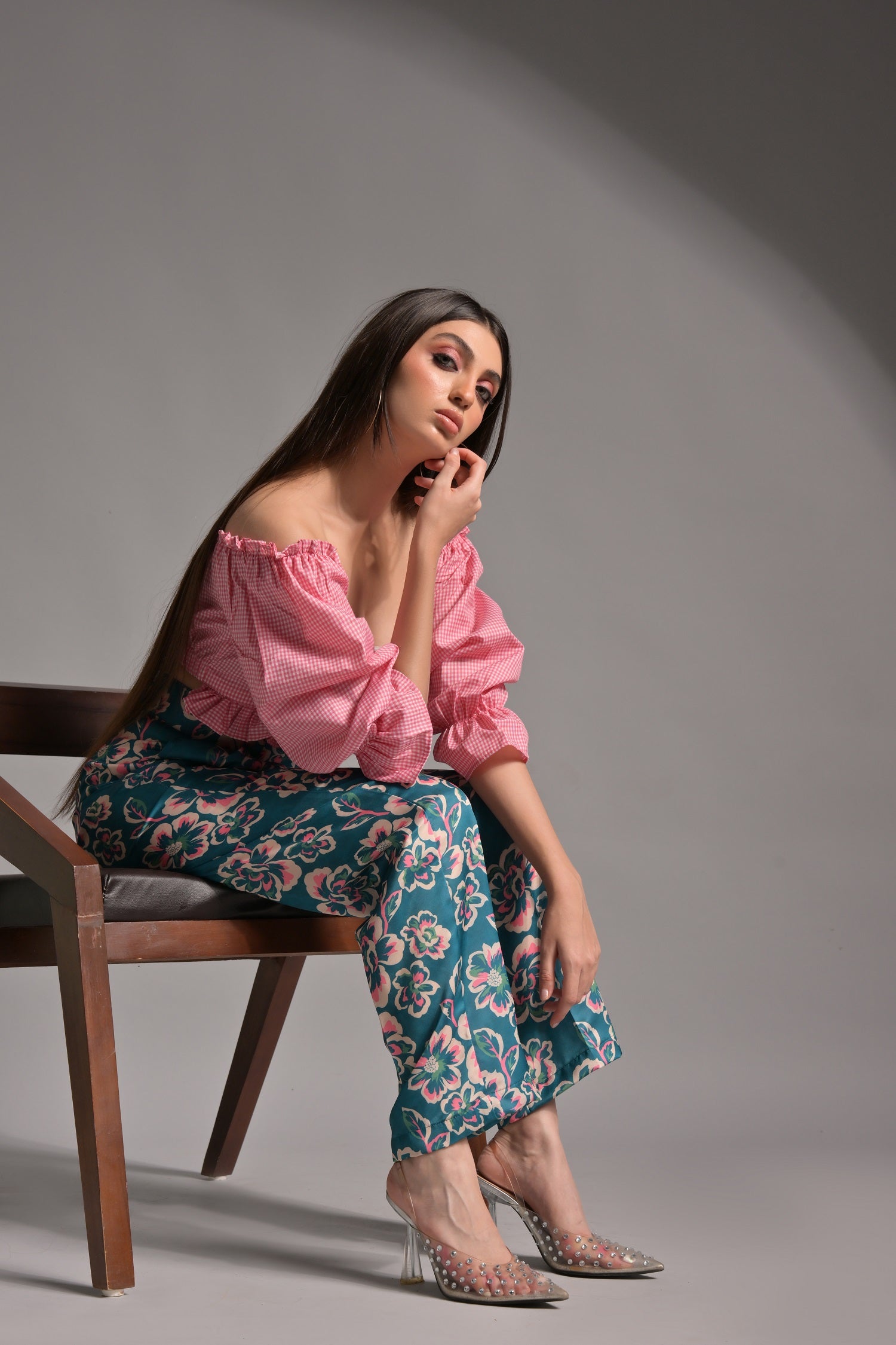 Pink Gingham Top & Floral Trouser (Combo)