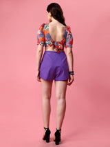 Solid Purple High Waist Skort (Bottom Only)