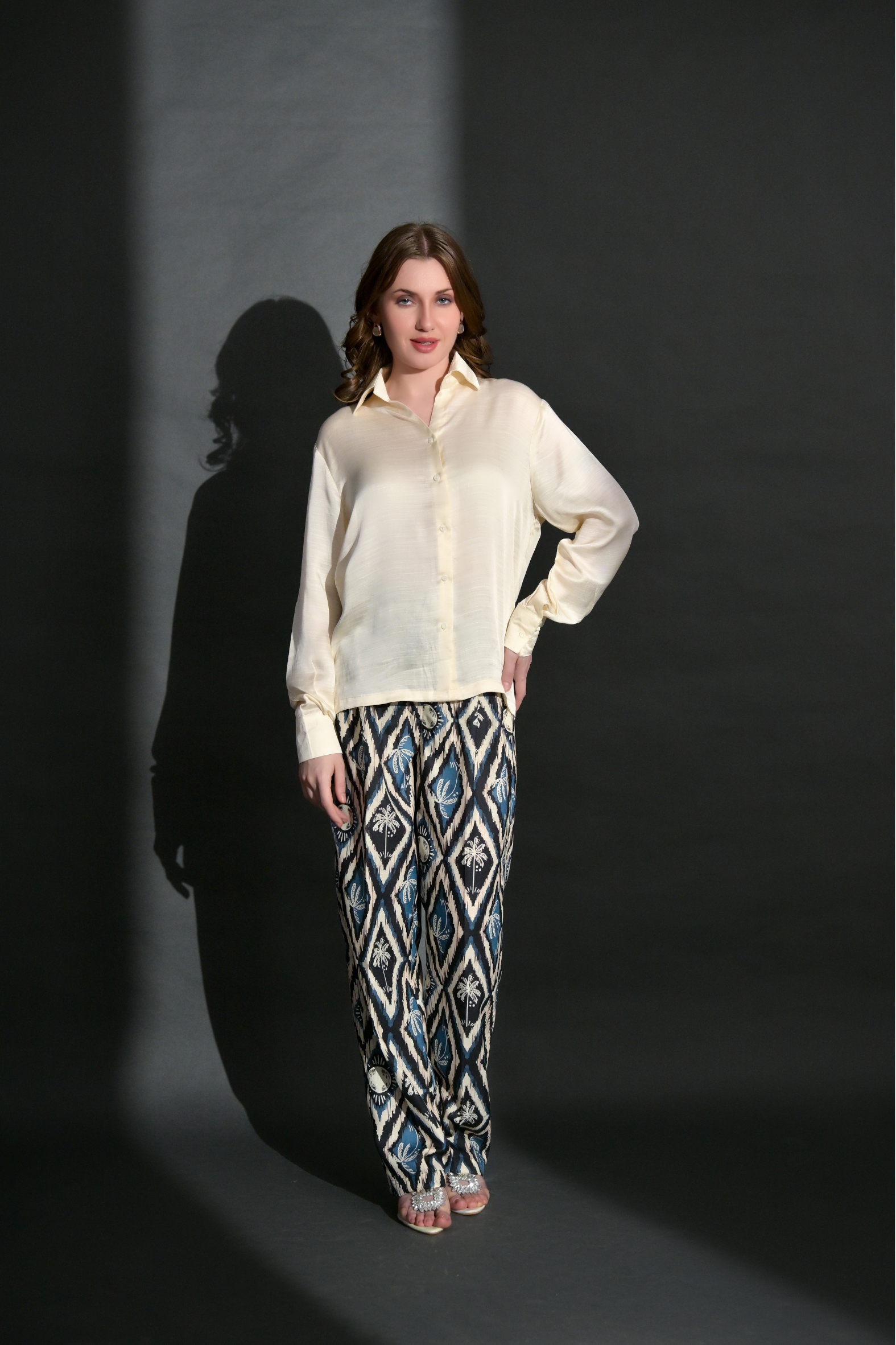 Exotic Tropical Print Linen Cotton Trouser (Bottom Only)