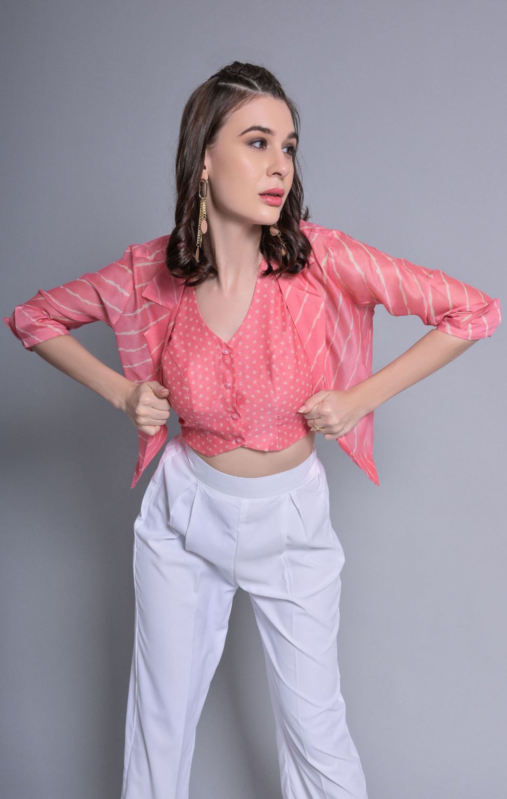 Peach Waist Coat With Blazer (Top Only)