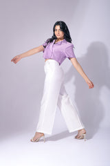 Crop Blazer And White Trouser  (Combo)