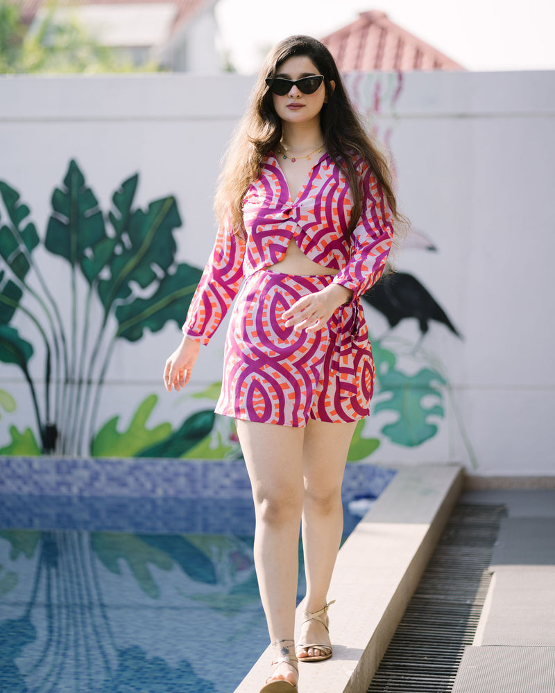 Magenta Printed Co Ord Set (Combo)