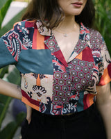 Printed Crop Shirt (Top Only)