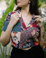 Printed Crop Shirt (Top Only)