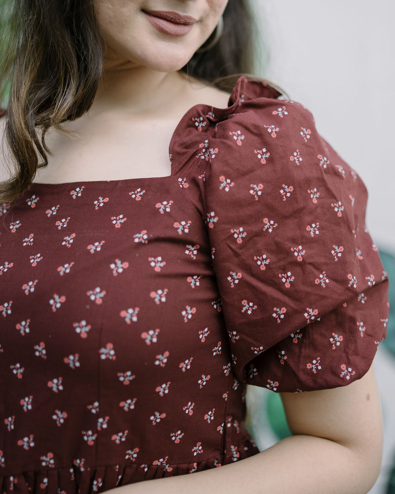 Brown Floral Mini Dress