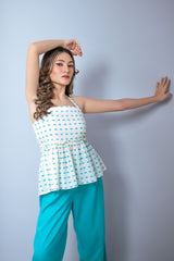 Ivory Top With Firozi Trouser (Combo)