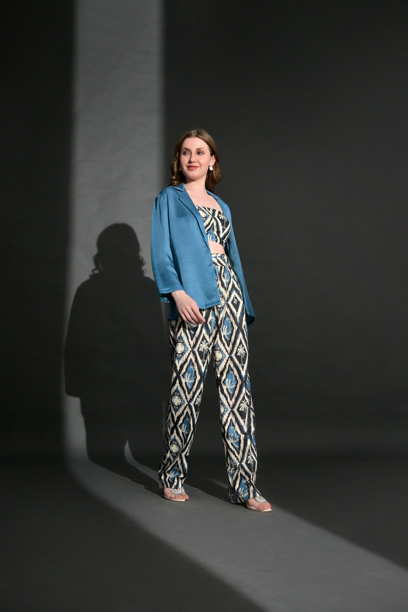 Exotic Tropical Print Linen Cotton Trouser(Bottom Only)