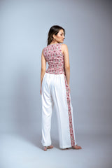 Pink Ikat Waist Coat With Trouser (Combo)