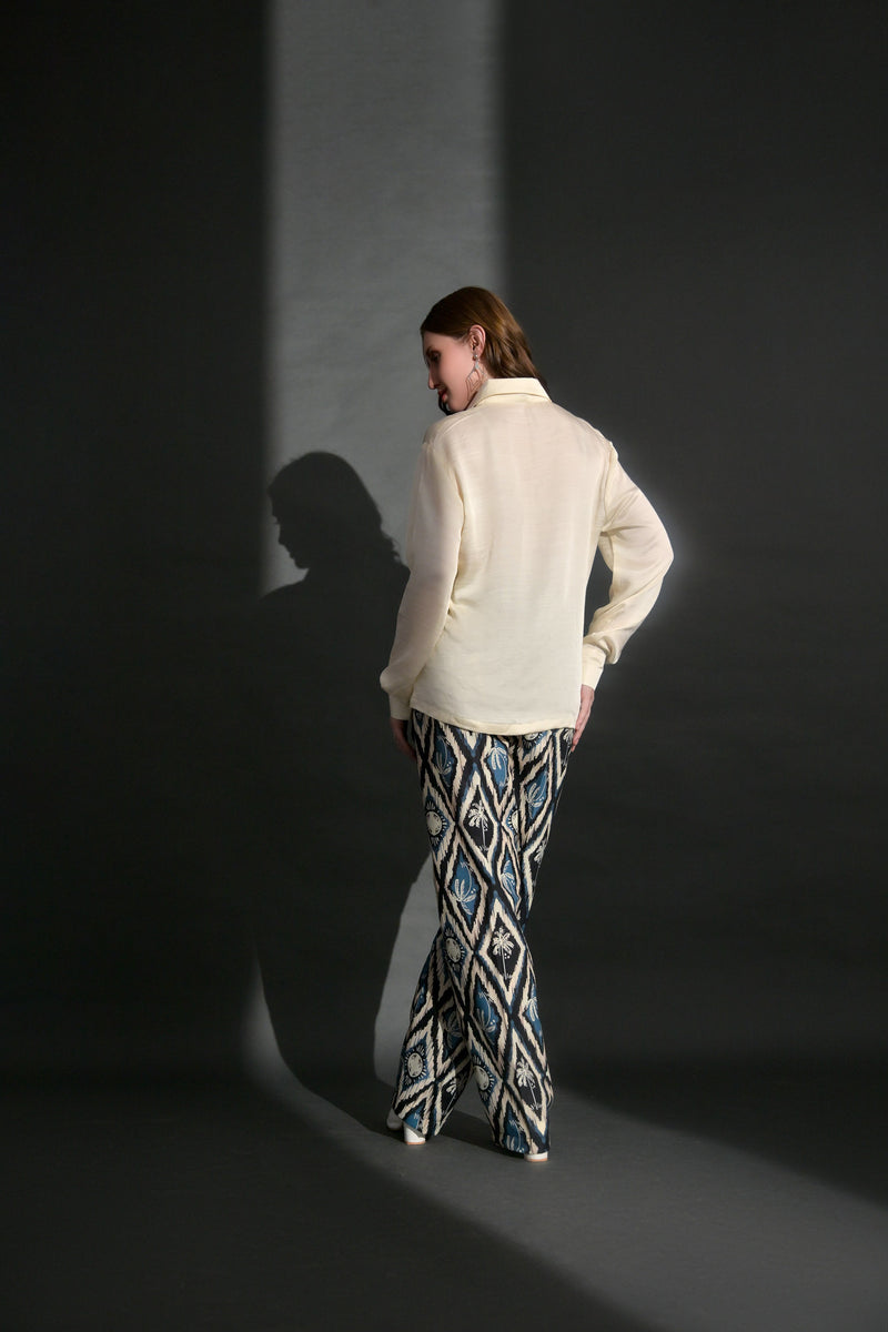 Viscose Shirt with Tropical Printed Linen Cotton Trouser (Combo)