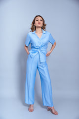 Sky Blue Twisted Note Co Ord Set (Combo)