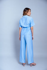 Sky Blue Twisted Note Co Ord Set (Combo)