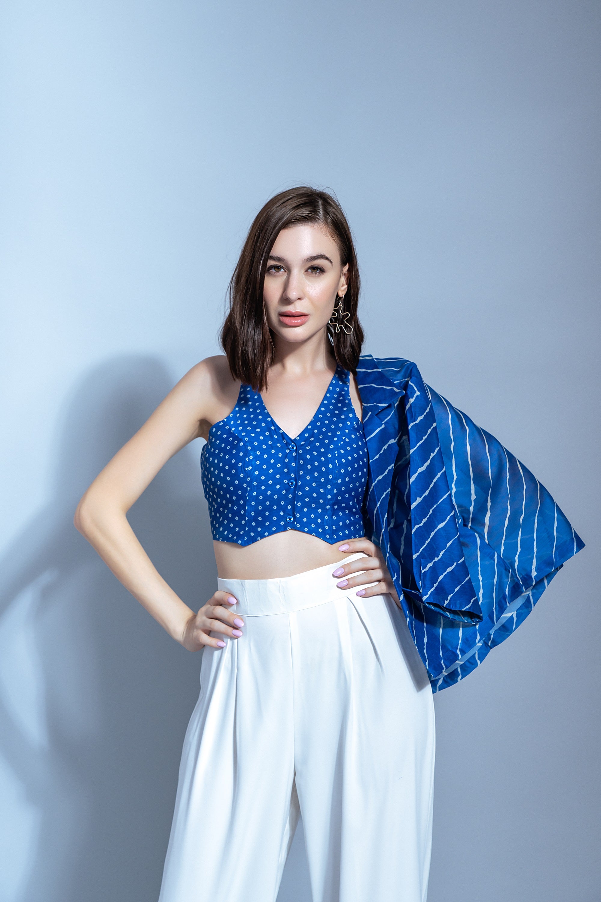 Blue Waistcoat With Blazer & Trouser