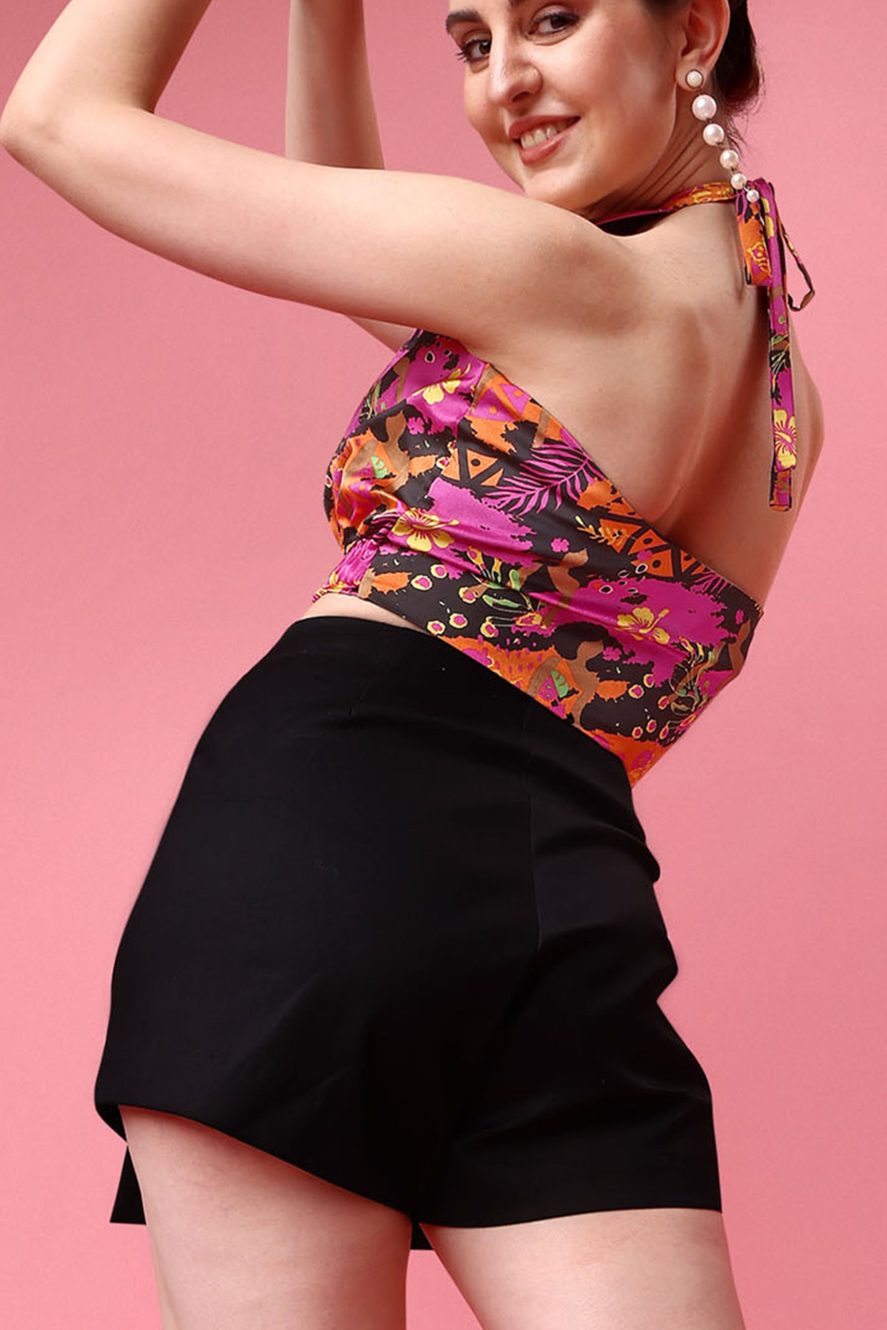 Black High Waist Skort (Bottom Only)